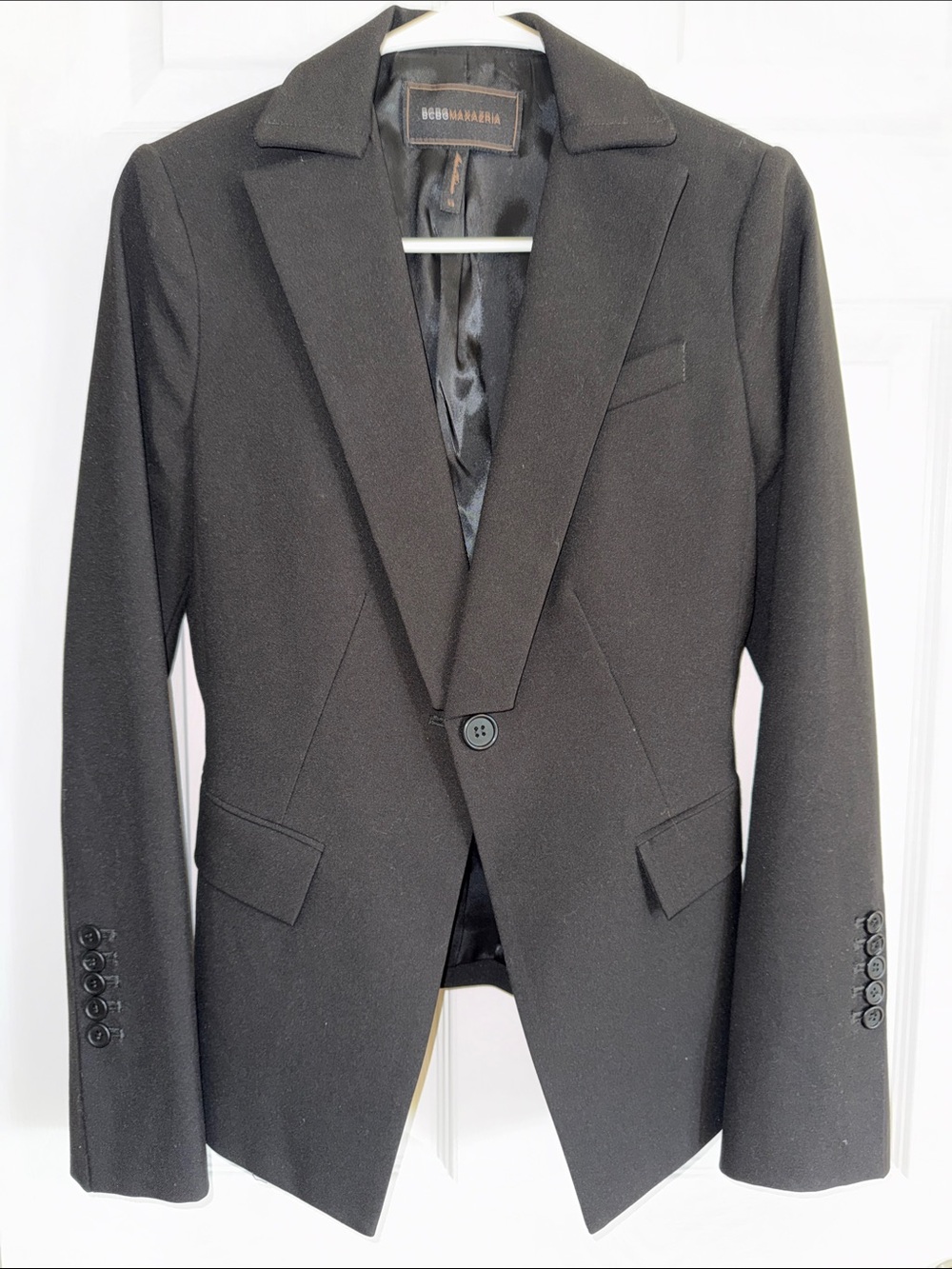 BCBGMaxAzria Black Single-Button Notch Lapel Blazer